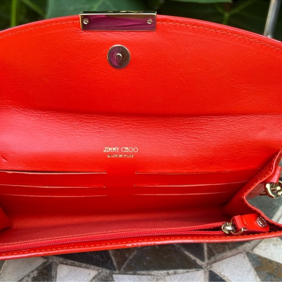 Jimmy Choo y2k vintage patent leather clutch wallet shoulder bag chain strap - Picture 3 of 4